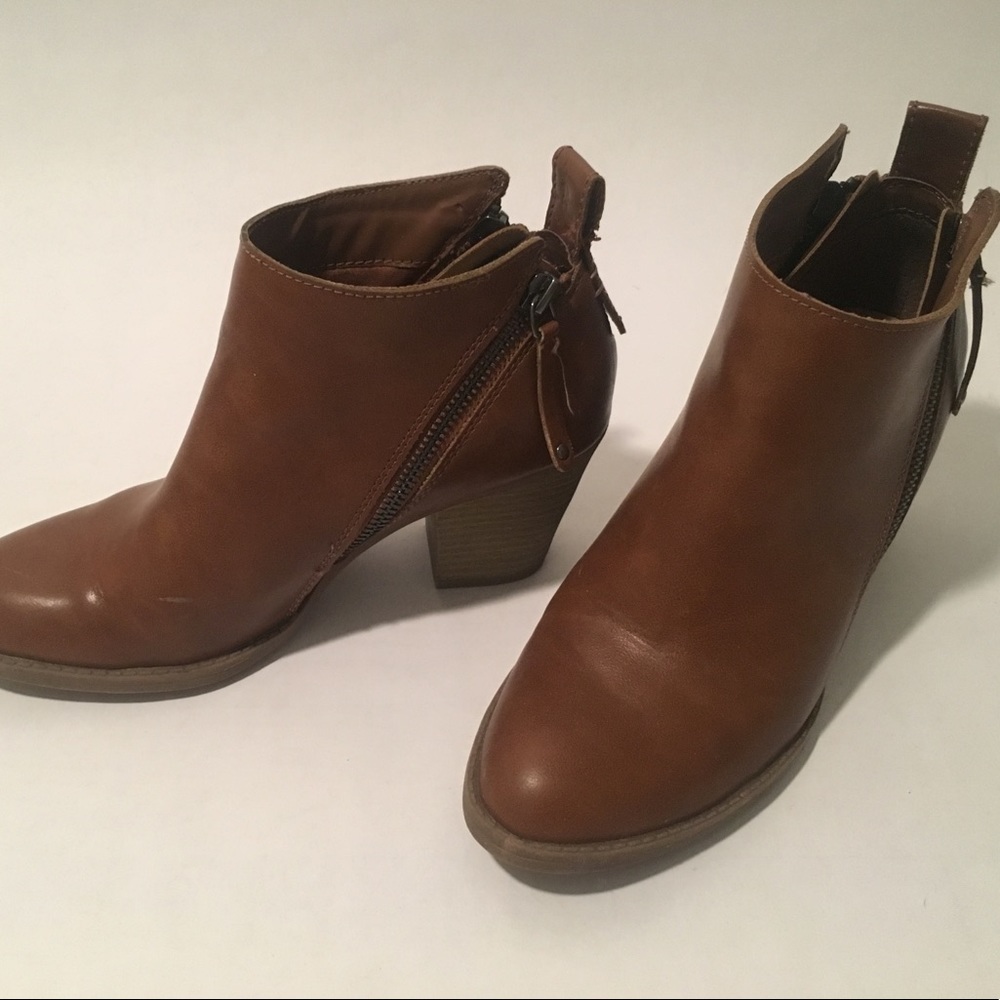 Tan vegan leather ankle boots